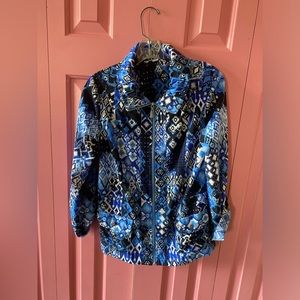 Laura Ashley Blue Zip Up Blouse